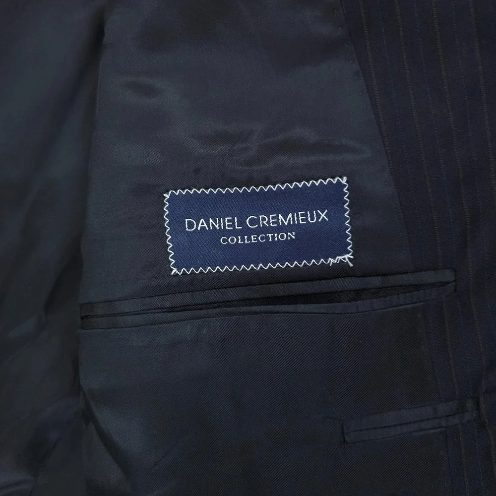Daniel Cremieux Loro Piana Suit Mens 46R Navy Pinstripe 2 Piece 3 Button 37x30